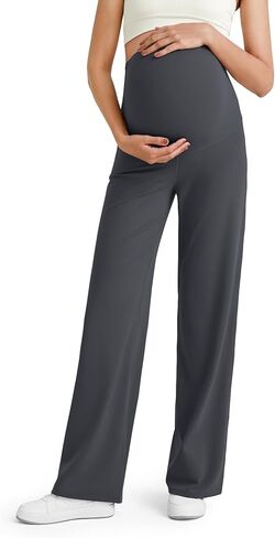 G4Free BareFeel Maternity Yoga Pants Pregnancy Slacks Over the Belly | Bump-Friendly Coverage,Wide Leg Design,Lycra Blend,Extremely Soft,Skin-like Touch,for Work Casual Wear in Saudi Arabia