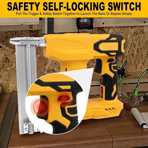 18 Gauge Brad Nailer Cordless for DEWALT 20V Battery (No Battery), 2 in 1 Electric Staple Gun/Nail Gun Battery Powered with 2000 Nails for Wood, Drives up to 1-1/4 in Nails and Crown 1/4 in Staples in Kuwait