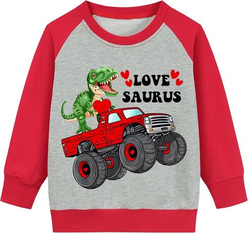 DDSOL Boys Toddler Sweatshirt Tractor Dinosaur Monster Truck Long Sleeve Shirts Pullover Love Hearts Tee Top Kid Clothes in Kuwait