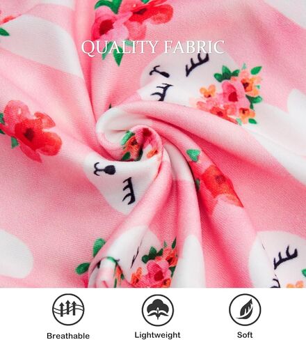 uideazone بيجامة للأطفال البنات بسحاب أمامي قطعة واحدة للنوم غير قابلة للانزلاق بدلة قفز بنمط لطيف PJs 0-12 شهر in Kuwait