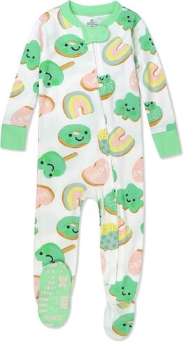 HonestBaby Baby Girls' Celebration Non-Slip Footed Pajamas One-Piece Sleeper Zip-Front Pjs 100% Organic Cotton in Saudi Arabia