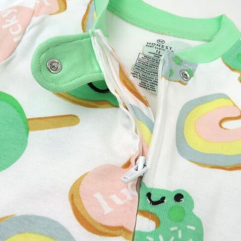HonestBaby Baby Girls' Celebration Non-Slip Footed Pajamas One-Piece Sleeper Zip-Front Pjs 100% Organic Cotton in Saudi Arabia