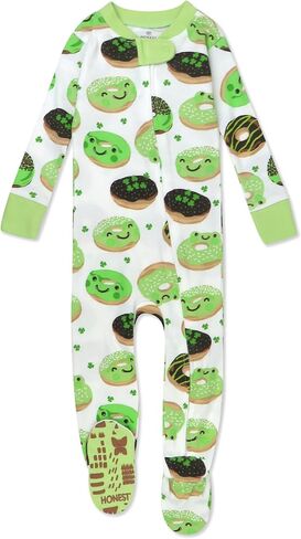 HonestBaby Baby Girls' Celebration Non-Slip Footed Pajamas One-Piece Sleeper Zip-Front Pjs 100% Organic Cotton in Saudi Arabia