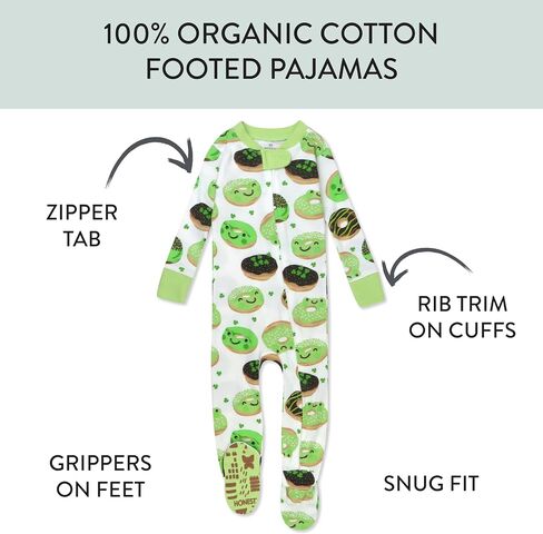 HonestBaby Baby Girls' Celebration Non-Slip Footed Pajamas One-Piece Sleeper Zip-Front Pjs 100% Organic Cotton in Saudi Arabia