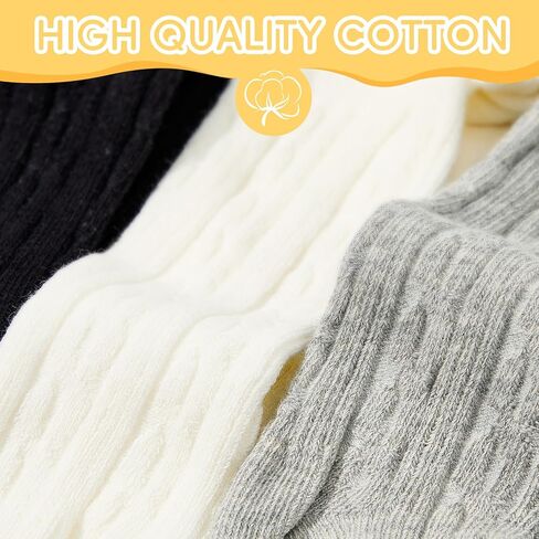 Zando 2 Pack Baby Tights Cotton Knit Cable Tights Toddler Leggings Winter Warm Girls Pantyhose Stockings for Newborns Infants in Kuwait