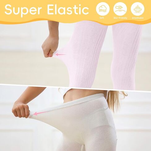 Zando 2 Pack Baby Tights Cotton Knit Cable Tights Toddler Leggings Winter Warm Girls Pantyhose Stockings for Newborns Infants in Kuwait
