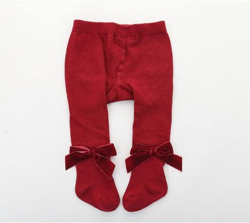 Newborn Baby Girls Tights Infant Toddler Girls Leggings Velvet Bowknot Warm Cotton Stockings Pant Baby Tight Socks in Kuwait