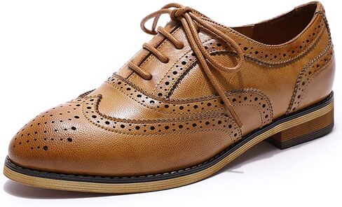 Mona flying Women's Comfortable Wingtip Oxfords Brogue Saddle Lace-up Leather Shoes for Ladies in Saudi Arabia