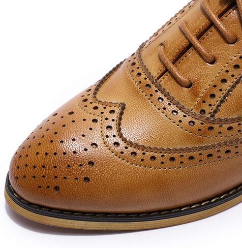 Mona flying Women's Comfortable Wingtip Oxfords Brogue Saddle Lace-up Leather Shoes for Ladies in Saudi Arabia