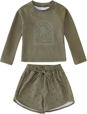 Toddler Baby Boys Swimsuit Trunk Rashguard Set 2pcs Swimwear Bathing Suit Long Sleeved Sunsuit Swim Shirt UPF 50+ in Saudi Arabia