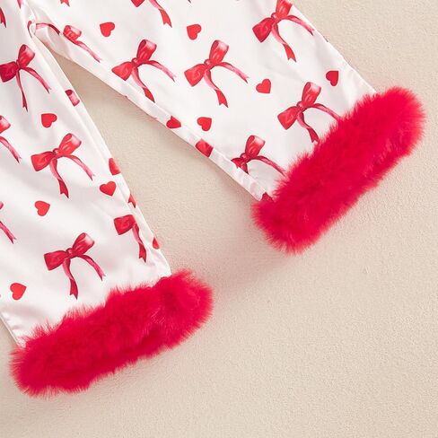 Baby Girl 2pcs Valentine Silk Pajamas Set Button Down Long Sleeve Shirts Tops and Pants Satin Pj Sets Sleepwear in Kuwait