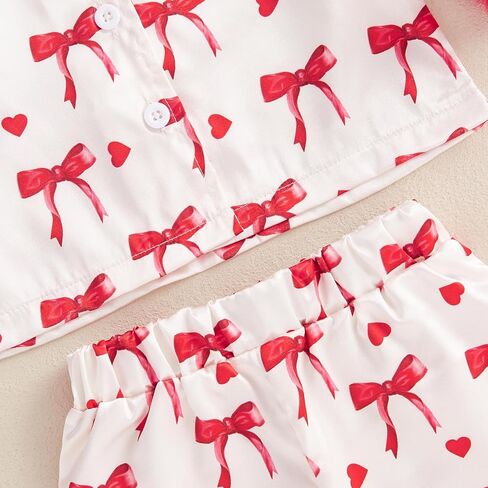 Baby Girl 2pcs Valentine Silk Pajamas Set Button Down Long Sleeve Shirts Tops and Pants Satin Pj Sets Sleepwear in Kuwait