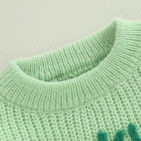 Baby St. Patricks Day Outfit Toddler Shamrock Embroidery Knit Sweater Pullover Sweatshirt Winter Spring Clothes in Kuwait