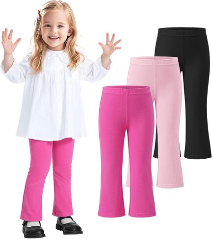 3 Pack Baby Girls Flare Leggings Toddler Bell Bottoms Pants Infant Girl Soft Cotton Clothes Size 18M-5T in Kuwait