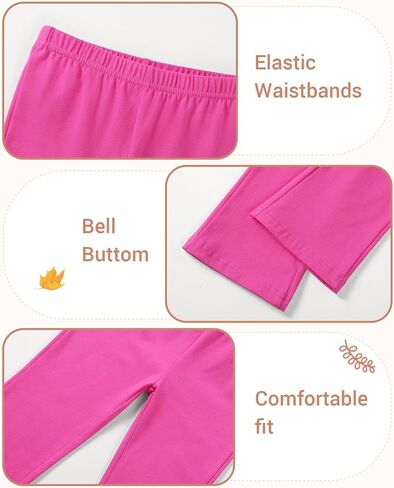 3 Pack Baby Girls Flare Leggings Toddler Bell Bottoms Pants Infant Girl Soft Cotton Clothes Size 18M-5T in Kuwait