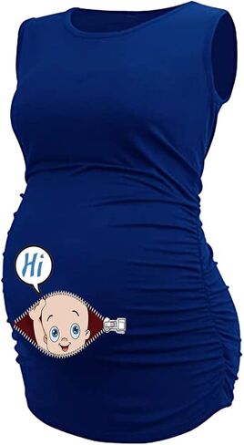 ManMan Maternity Funny Shirt Short Sleeve Pregnancy Tshirt Side Ruched Tee Top in Saudi Arabia