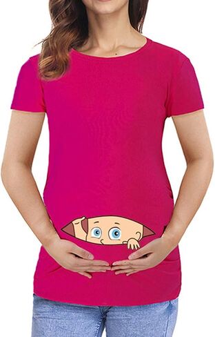 مانمان الأمومة قميص مضحك قصير الأكمام الحمل tshirt الجانب Ruched Tee Top in Saudi Arabia