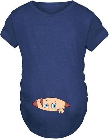 ManMan Maternity Funny Shirt Short Sleeve Pregnancy Tshirt Side Ruched Tee Top in Saudi Arabia