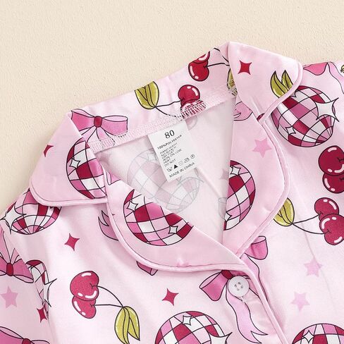 Kavousa Toddler Girls Birthday Pajamas Goose Print Tops Shorts Set Silk Sleepwear in Saudi Arabia