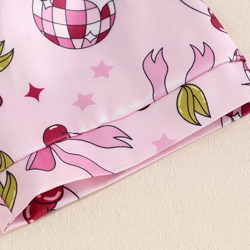 Kavousa Toddler Girls Birthday Pajamas Goose Print Tops Shorts Set Silk Sleepwear in Saudi Arabia