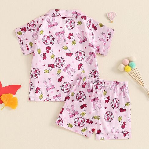Kavousa Toddler Girls Birthday Pajamas Goose Print Tops Shorts Set Silk Sleepwear in Saudi Arabia