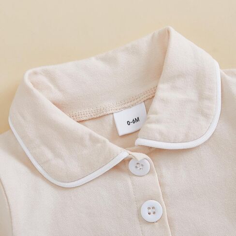 fhutpw Toddler Kids Baby Girl Pajamas Set Solid Color Ruffle Long Sleeve Button Shirt Top Pants Cotton Infant 2Pcs Pjs Set in Kuwait