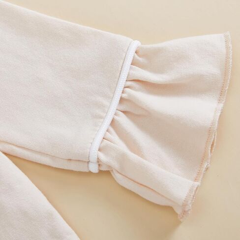 fhutpw Toddler Kids Baby Girl Pajamas Set Solid Color Ruffle Long Sleeve Button Shirt Top Pants Cotton Infant 2Pcs Pjs Set in Kuwait