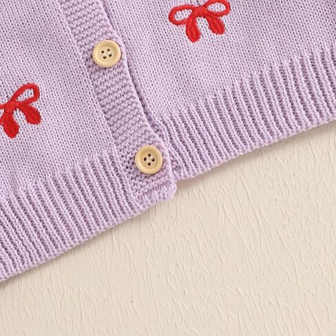 Baby Girl Bow Sweater Cardigan Open Front Button Down Long Sleeve Knitwear Coat Toddler Fall Spring Clothes in Saudi Arabia
