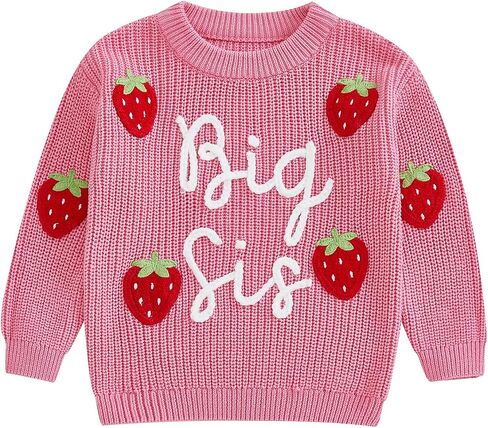 Suolongsama Big Sister Little Sister Matching Outfits, Toddler Baby Girl Knit Chunky Sweater Sweatshirt Warm Winter Clothes in Kuwait