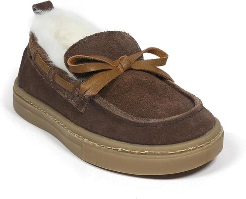 Bearpaw Baby Boy Walker Boots ، Faux Fur Hard Bottom Baby Shoes - Hook & Loop Strap Rubber Sole Rivant Shoes in Kuwait