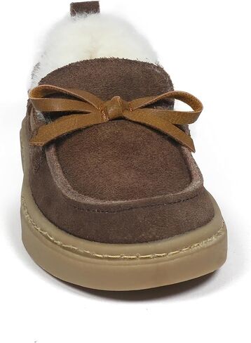 Bearpaw Baby Boy Walker Boots ، Faux Fur Hard Bottom Baby Shoes - Hook & Loop Strap Rubber Sole Rivant Shoes in Kuwait