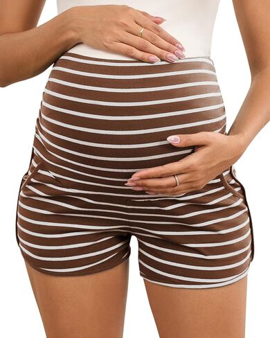 FMEYOA Maternity Shorts Lounge Sleep Workout Pregnancy Shorts with Pockets | Soft Stretchy, Over The Belly, Comfy Lounge Pajama Sleepwear Bottoms, Casual Summer Maternity Clothes in Saudi Arabia