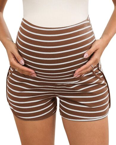 FMEYOA Maternity Shorts Lounge Sleep Workout Pregnancy Shorts with Pockets | Soft Stretchy, Over The Belly, Comfy Lounge Pajama Sleepwear Bottoms, Casual Summer Maternity Clothes in Saudi Arabia