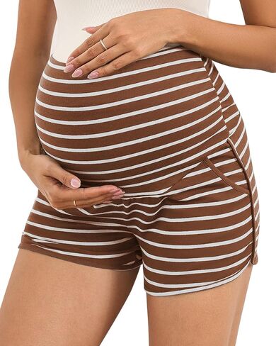 FMEYOA Maternity Shorts Lounge Sleep Workout Pregnancy Shorts with Pockets | Soft Stretchy, Over The Belly, Comfy Lounge Pajama Sleepwear Bottoms, Casual Summer Maternity Clothes in Saudi Arabia
