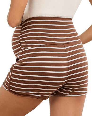 FMEYOA Maternity Shorts Lounge Sleep Workout Pregnancy Shorts with Pockets | Soft Stretchy, Over The Belly, Comfy Lounge Pajama Sleepwear Bottoms, Casual Summer Maternity Clothes in Saudi Arabia