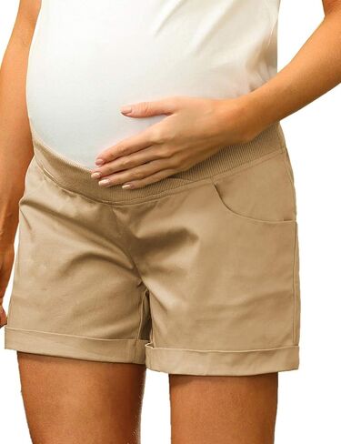 Maacie Maternity Shorts for Women Under Belly Cross Waist Casual Shorts with Pockets in Kuwait