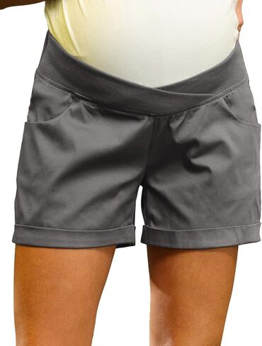 Maacie Maternity Shorts for Women Under Belly Cross Waist Casual Shorts with Pockets in Kuwait