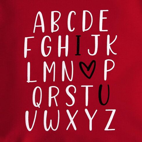Toddler Baby Girls Valentine's Day Sweatshirt ABC I Love U Heart Print Sweatshirt Crewneck Long Sleeve Pullover Tops in Kuwait