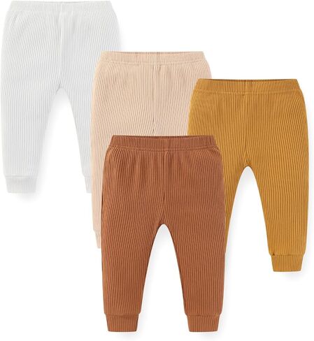 Unisex Baby Boy Girl Pants Sets Ribbed Soft Infants Bottoms Casual 4 Pack 0-24 Month Babies' Leggings in Saudi Arabia
