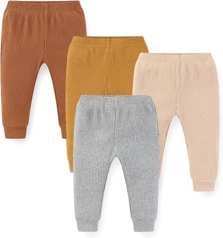 Unisex Baby Boy Girl Pants Sets Ribbed Soft Infants Bottoms Casual 4 Pack 0-24 Month Babies' Leggings in Saudi Arabia