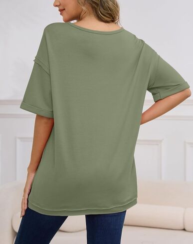 RUBZOOF Women's Maternity Shirts Short Sleeve Pregnancy Tops Side Split Casual T Shirts Tunic Mama Clothes in Saudi Arabia
