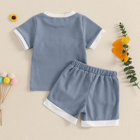 FIOMVA Baby Girl Summer Clothes Toddler Short Sleeve Letter Print T Shirt Jogger Shorts Set Infant Top Matching Outfit in Kuwait