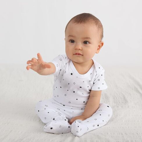 Jimonda Usisex Baby Layette مجموعة ملابس لطيفة من 12 قطعة مجموعة للبنين والبنات مع سراويل القبعات الهدايا (بالأبيض والأسود ، 9-12 شهر) in Kuwait