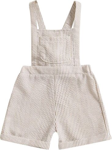 Karuedoo Toddler Baby Boy Girl Clothes Seersucker Overalls Shorts Sleeveless Striped Suspender Romper Jumpsuit Summer Outfit in Saudi Arabia