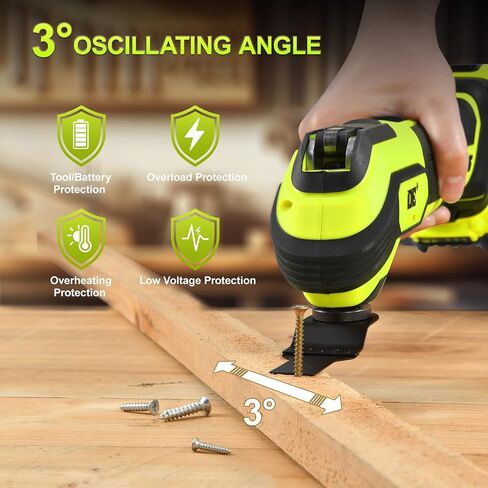 أداة التذبذب اللاسلكية لبطارية DeWalt 20V ، 6 سرعة متغيرة وزاوية التذبذب 3 ° ، مجموعة أدوات 23pcs مع تغيير ملحق سريع القفل للكشط ، الصنفرة ، قطع الخشب (أداة فقط) in Saudi Arabia