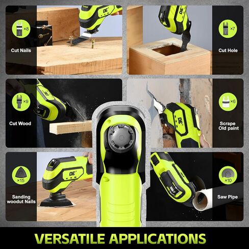 أداة التذبذب اللاسلكية لبطارية DeWalt 20V ، 6 سرعة متغيرة وزاوية التذبذب 3 ° ، مجموعة أدوات 23pcs مع تغيير ملحق سريع القفل للكشط ، الصنفرة ، قطع الخشب (أداة فقط) in Saudi Arabia