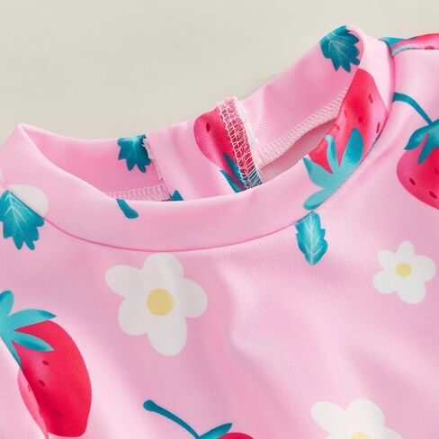 Baby Girl Rash Guard Swimsuit Floral One Piece Bathing Suit Infant Zipper Swimwear + Hat Sun Protection Beach Wear in Saudi Arabia