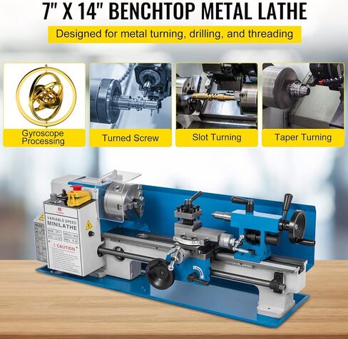 المخرطة المعدنية Vevor 7x14inch مقاعد البدلاء أعلى مخرطة معدنية مصغرة 550W دقة المخرطة المعدنية متغيرة السرعة 50-2500 دورة في الدقيقة مع مصباح متحرك in Saudi Arabia