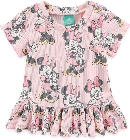 Disney Baby Lilo and Stitch Minnie Mouse Winnie The Pooh Girls Peplum T-Shirt and Shorts Outfit Set for Newborn and Infants in Saudi Arabia