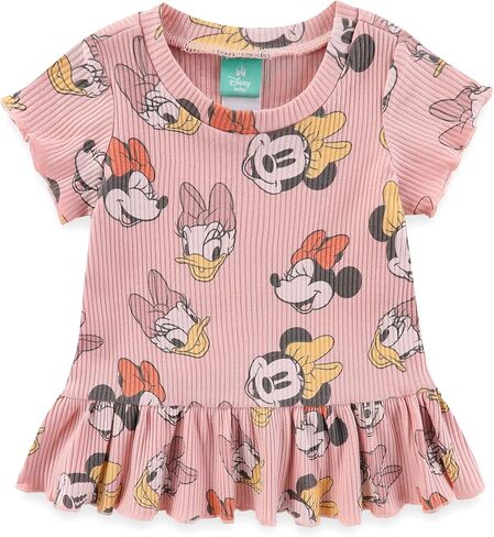 Disney Baby Lilo and Stitch Minnie Mouse Winnie The Pooh Girls Peplum T-Shirt and Shorts Outfit Set for Newborn and Infants in Saudi Arabia